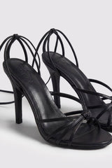 Lace-Up Heeled Sandal in Black