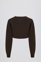 Ribbed-Knit Cropped Shrug in Pecan