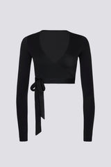 Soft Jersey Wrap Crop Top in Black