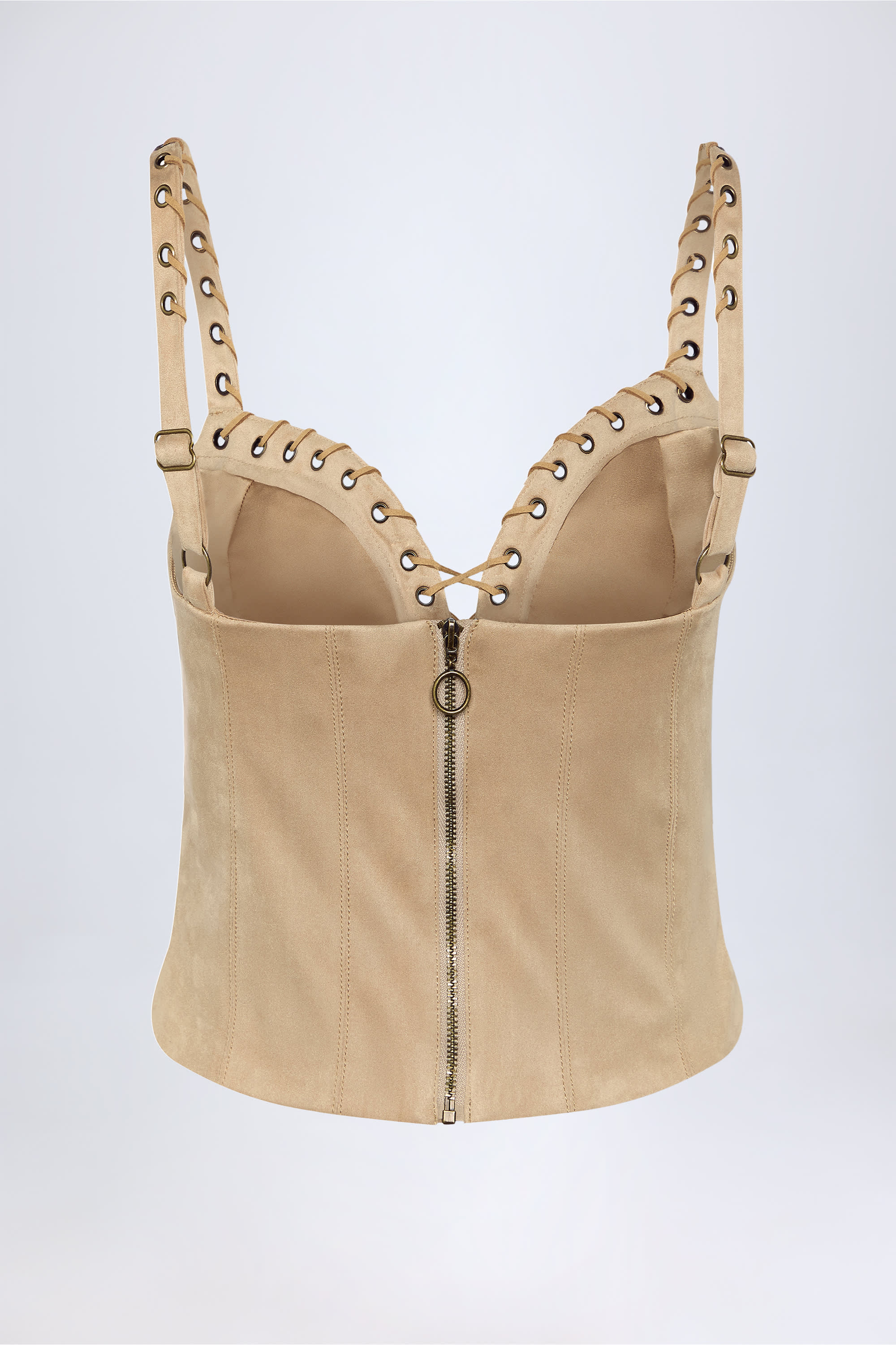 Lace-Up Top in Tan