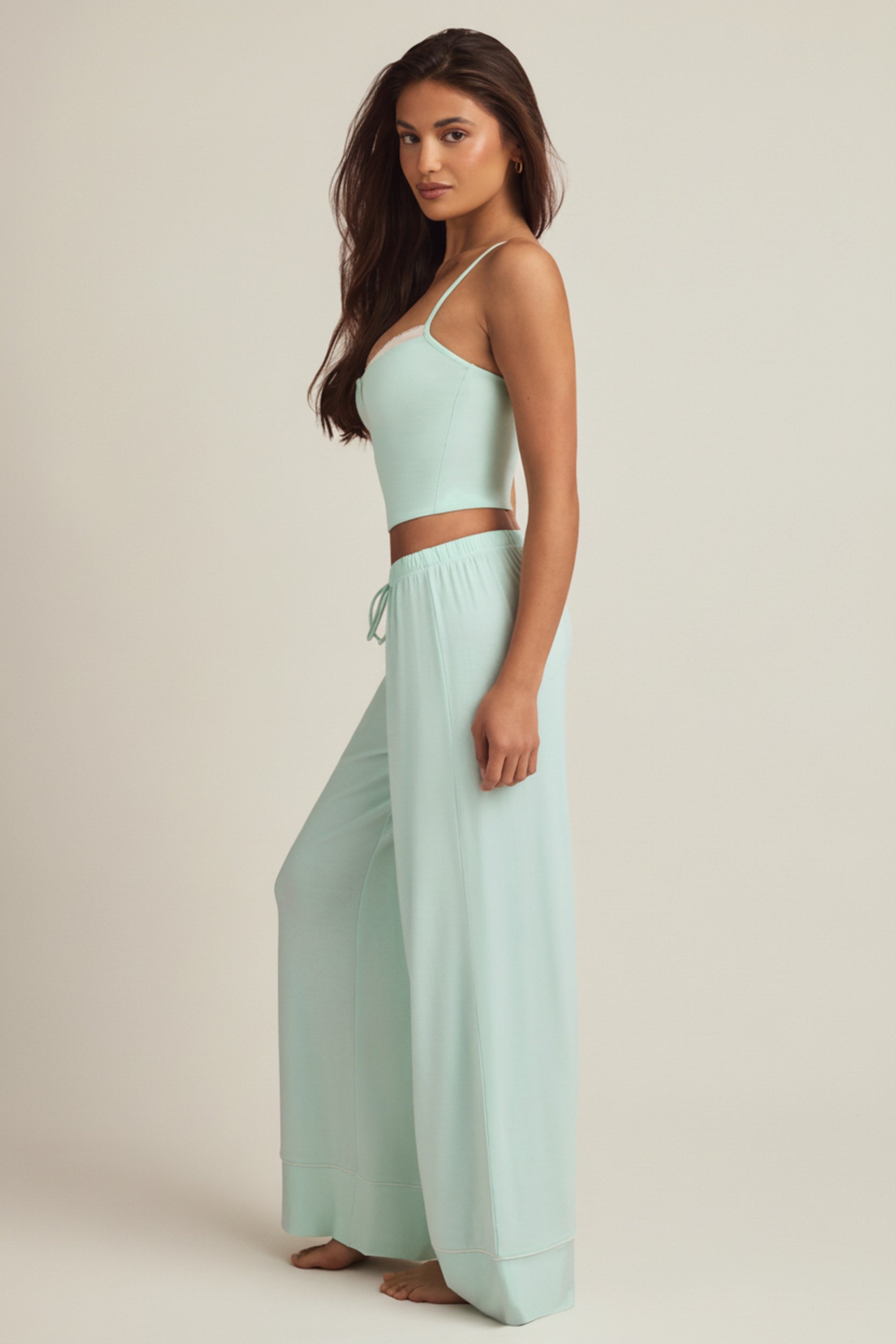 Modal Mid-Rise Pyjama Trousers in Mint